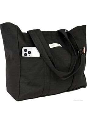 Extra Large Cotton Canvas Tote Bag Laptop Sleeve Beach Travel Work